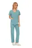 Conjunto de Uniforme Médico para Mulheres - Blusa com Decote em V e Calça Reta, Uniforme de Trabalho Unissex, Uniforme Cirúrgico Ajustado, Pijama Hospitalar, Várias Cores