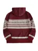 Moletom com capuz do Papai Noel masculino, cor vinho, estilo étnico retrô, modelo pulôver solto para outono e inverno, atacado para exportação