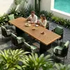 Mesa e Cadeiras Externas Pátio Jardim ao Ar Livre Lazer Cadeiras de Rattan Terraço de Vila Externa Mesa de Jantar em Teak Importado Conjunto
