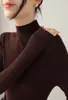 Suéter Tejido de Punto Yangzi Yarn 100% Lana Textura Patrón Espiga Cuello Semialto Manga Larga para Mujer Otoño e Invierno Nuevo Estilo