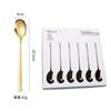 Cuchara coreana de seis piezas de acero inoxidable 304, juego de cucharas, caja de regalo creativa, juego de vajilla de regalo de cuchara dorada
