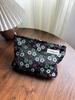 Ins Bolsa Cosmética Pequeña Flor de Ciruelo Flor Negra Portátil Gran Capacidad Bolsa de Almacenamiento para Cuidado de la Piel Viaje Lona Bolsa de Aseo