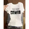 Camiseta Blanca de Manga Corta con Cuello Redondo de Diseño de Nicho para Mujer Moda de Verano Estilo Chica Picante Corte Ajustado Top Versátil con Personalidad ins
