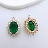 Cobre Banhado a Ouro Zircônia de Alta Retenção de Cor Pingente Oval Colar Pulseira Grampo de Cabelo Colar Artesanais Acessórios para Joias DIY