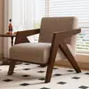 Silla Sofá de Madera Maciza Estilo Nórdico Sala de Estar Estilo Mediados de Siglo Silla Individual Cómoda Balcón del Hogar Richard Silla de Respaldo para Ocio