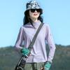Ropa de Secado Rápido para Exteriores para Mujer, Top Transpirable Absorbente de Sudor, Protección Solar de Verano, Senderismo, Montañismo, Deportes, Camiseta de Manga Larga de Secado Rápido con Cuello Alto