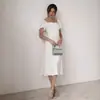 Vestido Novo Branco Outono/Inverno Estilo Puff Sleeve Pure Desire Moda Europeia e Americana Transfronteiriça Elegante Vestido de Alta Qualidade
