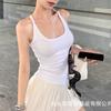 Spice Girl Pura Pescoço Pendurado com Porta-copos para Mostrar Branco Pode Usar Camisola I de Uso Externo Único Top Base Slim-Fit