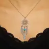 Collar de borla de pluma Pu red de ensueño europeo y americano cadena de suéter bohemia turquesa venta caliente AliExpress