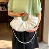 Bolsa Nuvem Plissada Grande Capacidade Estilo Retrô Francês Alça Redonda Ombro Único Bolsa Croissant Design de Nicho Bolsa de Mão de Luxo