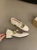 Primeiro Encontro Temporada Estilo Coreano Versátil Decote Baixo Tira Única Salto Grosso Sapatos Femininos Estilo Outono Retro Francês Sapatos Mary Jane