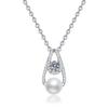 Collar de plata esterlina s925 transfronterizo europeo y americano, collar de moissanita para mujer, collar de perlas de agua dulce, colgante de fábrica en stock al por mayor