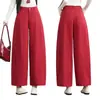 Pantalones de pierna ancha curvos de cintura alta a medida para otoño, versátiles, cortos, estilo nuevo 2026, sueltos y lisos para mujeres petite