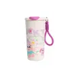 Caneca Térmica de Aço Inoxidável 316 Colorida Estilo Desenho Animado de Alta Aparência com Alça Portátil para Café Copo de Água com Canudo Fofo para Meninas