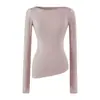 Camiseta Básica de Manga Larga Negra Sencilla Estilo Coreano para Mujer Otoño Temprano Cuello Redondo Corte Ajustado Versátil Falda Corta de Cola de Pez que se Ajusta a la Cadera