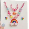 Set de Collar para Niñas Dibujos Animados Frozen Pequeña Princesa Collar Pendientes Regalo Caja de Almacenamiento de Joyería Accesorios para Niñas