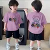 Nova Roupa de Algodão Puro de Verão com Estampa de Céu Estrelado para Crianças Maiores, Camiseta de Manga Curta Estilo Ins, Top Tendência Coreano da Moda
