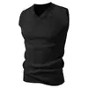 Chal de Punto Trenzado sin Mangas con Cuello en V para Hombre Otoño/Invierno 2026 Color Sólido Casual de Negocios para Superponer
