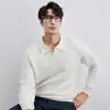 Suéter tipo polo para hombre estilo Old Money con cuello camisero, cuello en V, cuello de gaviota, tejido de punto de manga larga para otoño e invierno, venta al por mayor de fábrica transfronteriza