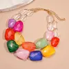 Collar de Accesorios Ovalados con Cuentas de Acrílico Color Café Transfronterizo Europeo y Americano para Mujer, Cadena de Suéter de Moda, Joyería de Lujo Ligero y de Alta Gama