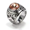 Moda europea y americana anillo de ejército retro joyería para hombre acero inoxidable hip hop Punk soldado Águila anillo de letras en stock