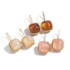 Pendientes Cuadrados de Resina con Forma de Cubo de Azúcar Transfronterizos Estilo Maillard Dopamina Sexy Moda Joyería Diaria Que No Se Desvanece