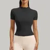 Cárdigan con cremallera Top de yoga Running Casual Ajuste ceñido Cuello alto Fitness Manga corta Chaqueta deportiva Verano Estilo delgado