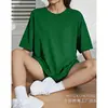 Camiseta de Algodón Talla Europea Personalidad Transfronteriza Minimalista Color Sólido Manga Corta Algodón Puro Peso Pesado Estilo Básico Unisex Versátil para Viajar