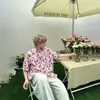 Bunacc 2026 Verano Nuevo Estilo Retro Americano Estilo Perezoso Diseño Floral de Estampado Completo Camisa Floral de Media Manga para Mujer