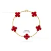 Pulseira de Trevo de Quatro Folhas e Cinco Flores Van Cleef & Arpels de Alto Padrão com Calcedônia Natural, Banhada a Ouro V com Ouro Rosa 18K, Venda Direta por Transmissão ao Vivo, Acabamento de Precisão CNC