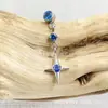 Pendientes de Estrella de Cuatro Puntas de Aleación de Titanio Astmf-136 Titanio G23 Rosca Interna Pendientes de Circonita Piercing Joyería para Piercing Cabeza