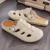 Calçados Casuais Masculinos Birkenstock Sapatos Masculinos Design Simples com Fivela Dupla Solado Macio Chinelos Uso Externo Retro Versátil Tamanho Grande Sapatos Masculinos