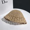 Sombrero de pescador de paja tejida hueca para niños, protector solar, transpirable, para verano, 2025