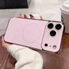 Funda para Teléfono Móvil Galvanizada Mate Adecuada para Iphone17 con Ventana Grande y Círculo Delgado Succión Magnética Apple 16 Cubierta Protectora Integral Anti-Caídas