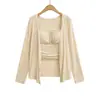 Nuevo Estilo de Otoño Conjunto de Dos Piezas Ajustado para Mujer, Estilo Pura Pasión con Camisola con Almohadillas en el Pecho, Top Holgado Adelgazante de Manga Larga