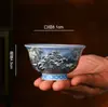 Tigela Única com Tampa, Tampa de Copo Prensada à Mão, Porta-Panela, Conjunto Pequeno de Chá Jingdezhen, Conjunto Pessoal de Chá Kung Fu para Casa
