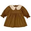 Vestido de niña estilo coreano, Mameluco de recién nacido con cuello floral de primavera y otoño, Vestido de una pieza para bebé niña, Atuendo de hermana