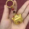 Pingente Chaveiro de Liga Vazado de Gato Estilo Chinês Acessório de Metal Ornamento Sofisticado Decoração para Presente