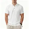 Camisa de Lapela de Manga Curta de Algodão e Linho para Comércio Exterior Transfronteiriço Camisa Casual Solta de Algodão e Linho Masculina Camiseta Respirável Camisa Polo