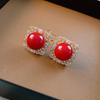 Pendientes geométricos de perla y circonita plateada, estilo retro de nicho, elegantes y de alta gama, de moda francesa, ligeros y lujosos.