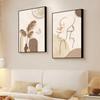 Pintura Decorativa de Noche para Dormitorio Estilo Crema Sentido Simple Avanzado Línea Abstracta Personaje Pintura Colgante Combinación Estilo Madera Mural