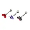Nuevo piercing de lengua de cruz estilo punk europeo y americano hecho de resina, piercing de lengua en forma de corazón de color caramelo, joyería de piercing de lengua en forma de corazón