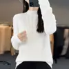 Suéter de punto estilo francés con cuello alto medio y adornos de pedrería, para mujer, otoño e invierno, suave y cálido, de manga larga, capa base, elegante jersey para llevar debajo