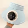 Sombrero de Sol para Mujer con Cubre Rostro Protección UV Verano con Ventilador, Sombrero de Carga de Moda Versátil con Ala Ancha