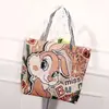 Bolsa de Lona para Mulheres, Bolsa de Ombro Casual Fashion, Bolsa Tote de Trabalho, Bolsa de Mão, Bolsa de Lona, Bolsa Bordada de Desenho Animado