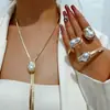 Conjunto de Joias Retro Moda Transfronteiriça Europeia e Americana, Elegante Colar e Brincos Barrocos de Pérola Sintética