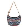 Bolsa Feminina Simples Listrada Bolsa Feminina Xadrez Bolsa de Ombro com Textura de Lona Estilo Étnico Tecido Diagonal Flor Retrô Bolsa Transversal Novo Estilo