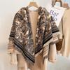 Bufanda de cachemira 140% nueva de estilo europeo y americano para mujer, de invierno, gruesa, cálida, cuadrada, grande, a la moda, combinable y elegante.