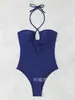 2026 Novo Maiô Peça Única Europeu e Americano Bs Sexy Slim-Fit para Mulheres com Recorte e Gola Halter, Maiô Aliexpress Amazon