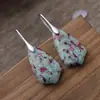 Pendientes colgantes geométricos de piedra del emperador de color bohemio nuevo transfronterizo, pendientes de joyería popular europea y americana.